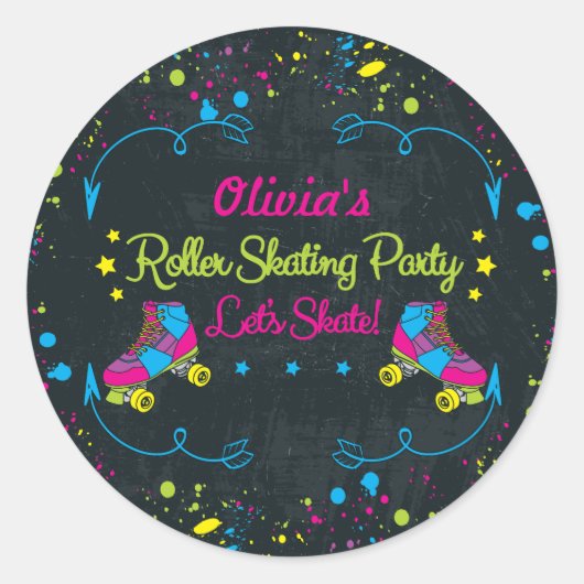 Neon Schaats Party Stickers (Voorkant)