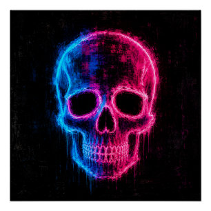 Neon Schedel Kunst Perfect Poster
