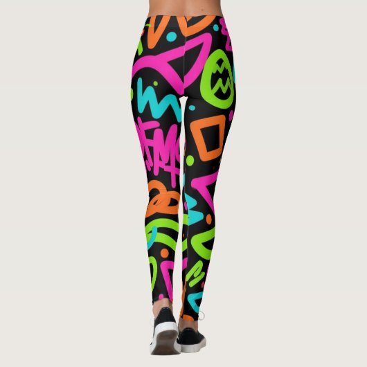 Neon Scribble Splash Leggings - Retro Pop Vibes (Achterkant)