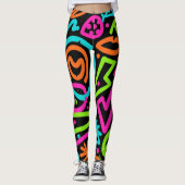 Neon Scribble Splash Leggings - Retro Pop Vibes (Voorkant)