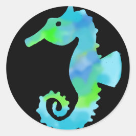 Neon Seahorse Ronde Sticker