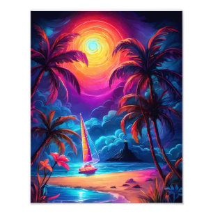 Neon Seaside Beacon 2 Foto Afdruk