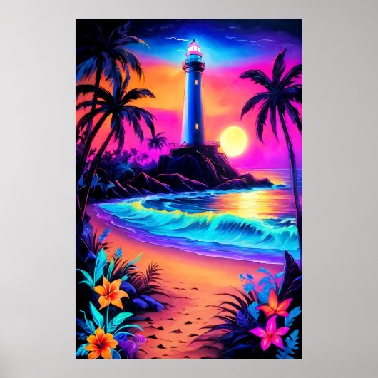 Neon Seaside Beacon 3 Poster (Voorkant)