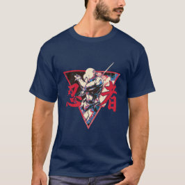 Neon Shadow Ninja - Dynamische Japanse krijgerkuns T-shirt