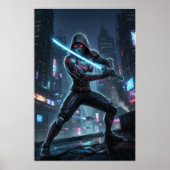 Neon Shadow Samurai Art Poster (Devant)
