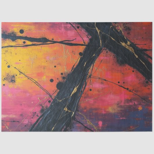 Neon Shatter: Fractured Abstract Flow Decoupage Tissuepapier (Voorkant)