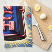 Neon Sign, Coffee Pot, Lunch, POP Art Style Theedoek (Quarter Fold)