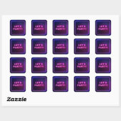 Neon Sign Let's Party Afstuderen Roze Paars Vierkante Sticker (Vel)