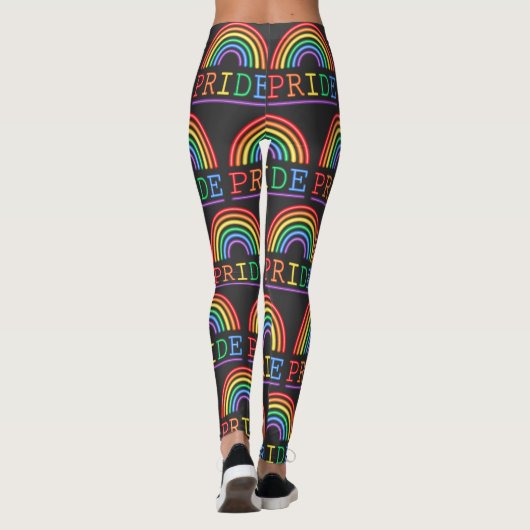 Neon Sign Rainbow Pride Pattern Leggings (Achterkant)