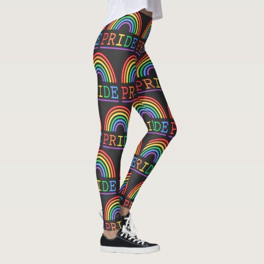 Neon Sign Rainbow Pride Pattern Leggings (Rechts)