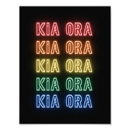Neon Sign Style Kia Ora Repeating Rainbow Print Foto Afdruk