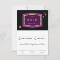 Neon Sign Vegas Bruiloft RSVP met Maaltijden Keuze