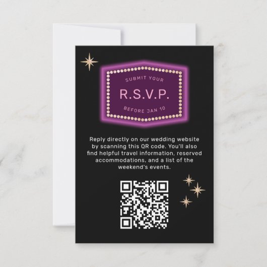 Neon Sign Vegas Weddenschap QR code Online RSVP (Voorkant)