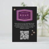 Neon Sign Vegas Weddenschap QR code Online RSVP Informatiekaartje (Staand voorkant)