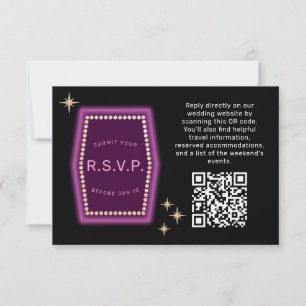 Neon Sign Vegas Weddenschap QR code Online RSVP Kaartje
