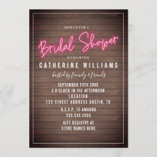 Neon Sign Wood Plank Vrijgezellenfeest Kaart