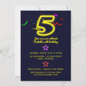 Neon Signé Cinquième anniversaire Fête Invitation (Devant)
