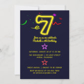 Neon Signé Septième Anniversaire Fête Invitation (Devant)
