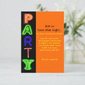 NEON SIGNS Bar Bat Mitzvah Uitnodiging (Staand voorkant)