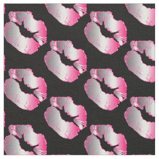 Neon Silver en Hot Pink Lipstick Kus op zwart Stof
