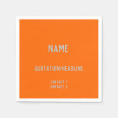 Neon Sinaasappel Aangepaste Papieren servetten (Voorkant)