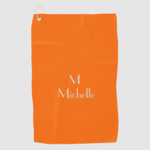 neon sinaasappel - monogram en naam toevoegen golfhanddoek