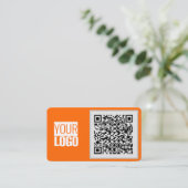 neon sinaasappel - QR-code - Visitekaartje (Staand voorkant)