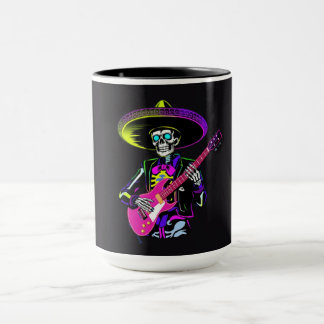 Neon Skelet Gitarist Halloween Mok
