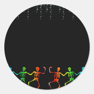 Neon Skeleton Dance Halloween Ronde Sticker