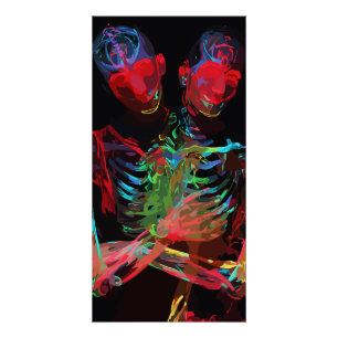Neon Skeleton Embrace Art Fusion Perfect Poster