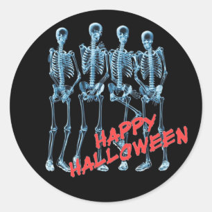 Neon Skeletons Happy Halloween-stickers Ronde Sticker