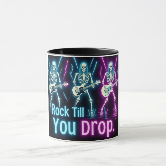 Neon Skeletons Rock hard Halloween Mug (Centre)