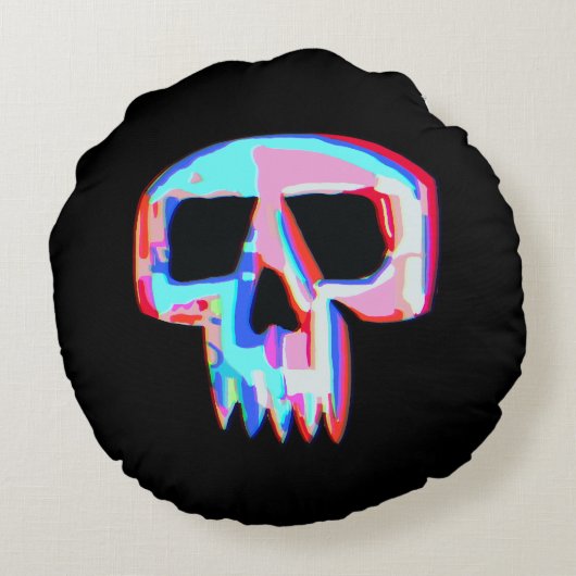 Neon Skull Rond Kussen (Achterkant)