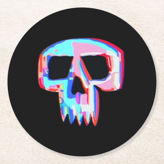 Neon Skull Ronde Kartonnen Onderzetter (Voorkant)