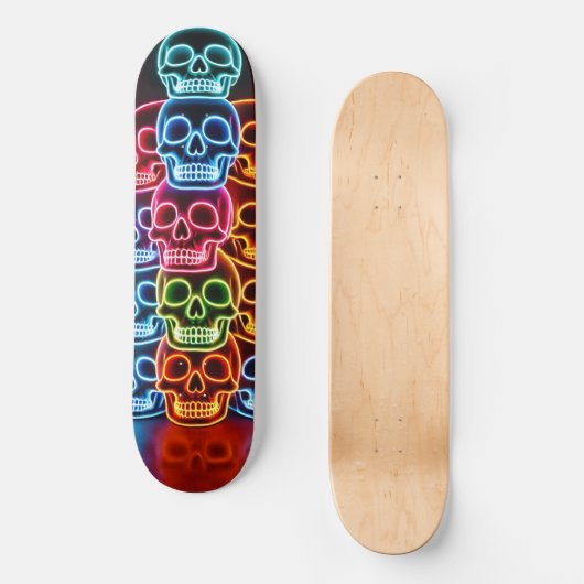 Neon Skull Stack Skateboard (Voorkant)