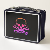 Neon Skull veel schedels zwarte lunchbox (Voorkant)