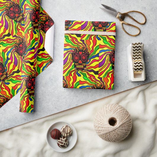 Neon Skull Wrapping Paper Cadeaupapier (Crafts)