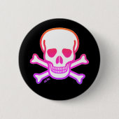 Neon Skull zwarte knop Ronde Button 5,7 Cm (Voorkant)