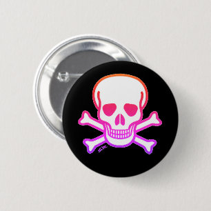 Neon Skull zwarte knop Ronde Button 5,7 Cm