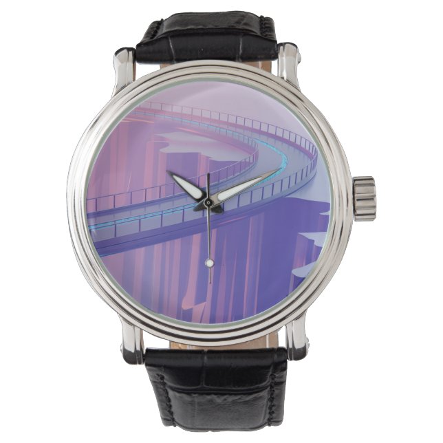 Neon Skybridge Dreamscape Horloge (Voorkant)