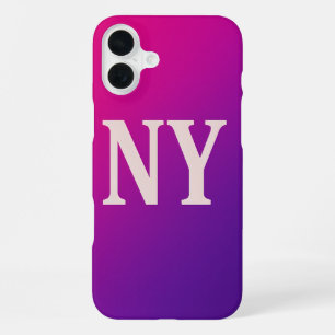 Neon Skyline NY - Vet en Chic iPhone 16 Plus Hoesje
