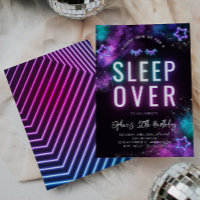 Neon Sleepover-uitnodiging | Slumber Partij