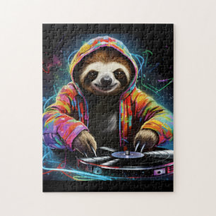 Neon Sloth DJ Retro Cool Legpuzzel