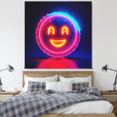 Neon Smile: Bright Happy Glow Design Canvas Afdruk (Insitu (Slaapkamer))