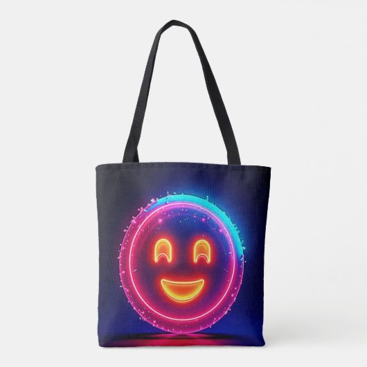 Neon Smile: Bright Happy Glow Design Draagtas (Achterkant)