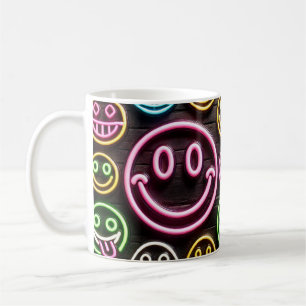 Neon Smiles & Sips Trendy Design Coffee Mok