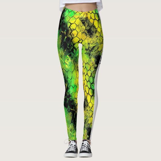 Neon Snake Animal GRL Power Leggings (Voorkant)