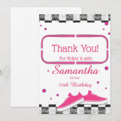 Neon Sneaker Verjaardag, Glitter Bedankkaart (Voorkant / Achterkant)