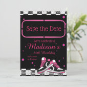 Neon Sneaker Verjaardag, Glitter Save The Date (Staand voorkant)