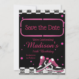 Neon Sneaker Verjaardag, Glitter Save The Date